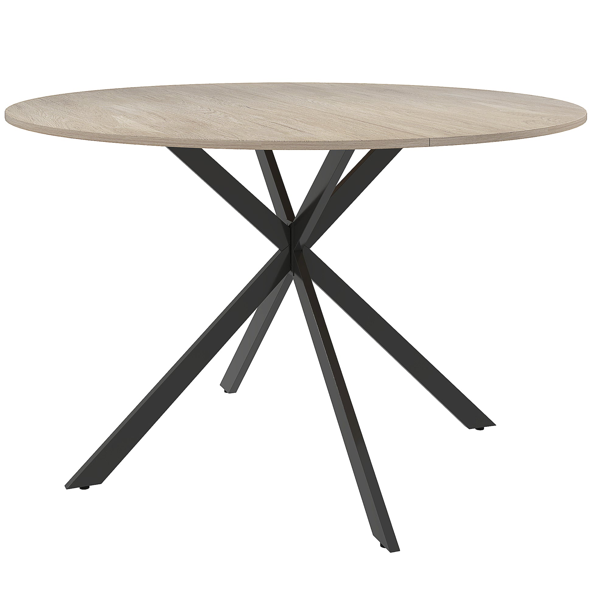 Round Dining Table for 4 People Industrial Kitchen Table with Steel Frame Ø120x75 cm Dark Brown