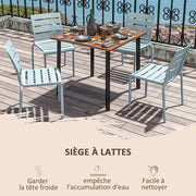 Set of 4 stackable bistro garden chairs with slatted seat and backrest dim. 42L x 54W x 78H cm gray