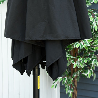 Straight tilting garden balcony terrace parasol with crank polyester waterproof high density 180 g/m² fabric Ø2.6 x 2.35H m black aluminum