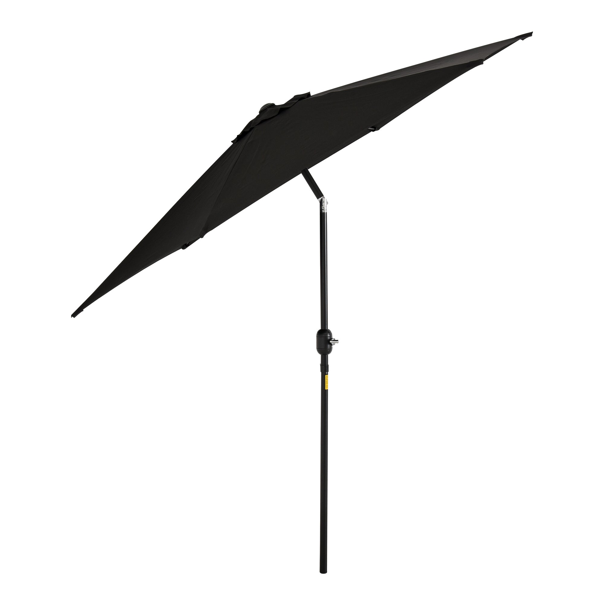 Straight tilting garden balcony terrace parasol with crank polyester waterproof high density 180 g/m² fabric Ø2.6 x 2.35H m black aluminum