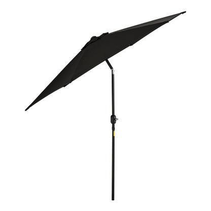 Straight tilting garden balcony terrace parasol with crank polyester waterproof high density 180 g/m² fabric Ø2.6 x 2.35H m black aluminum