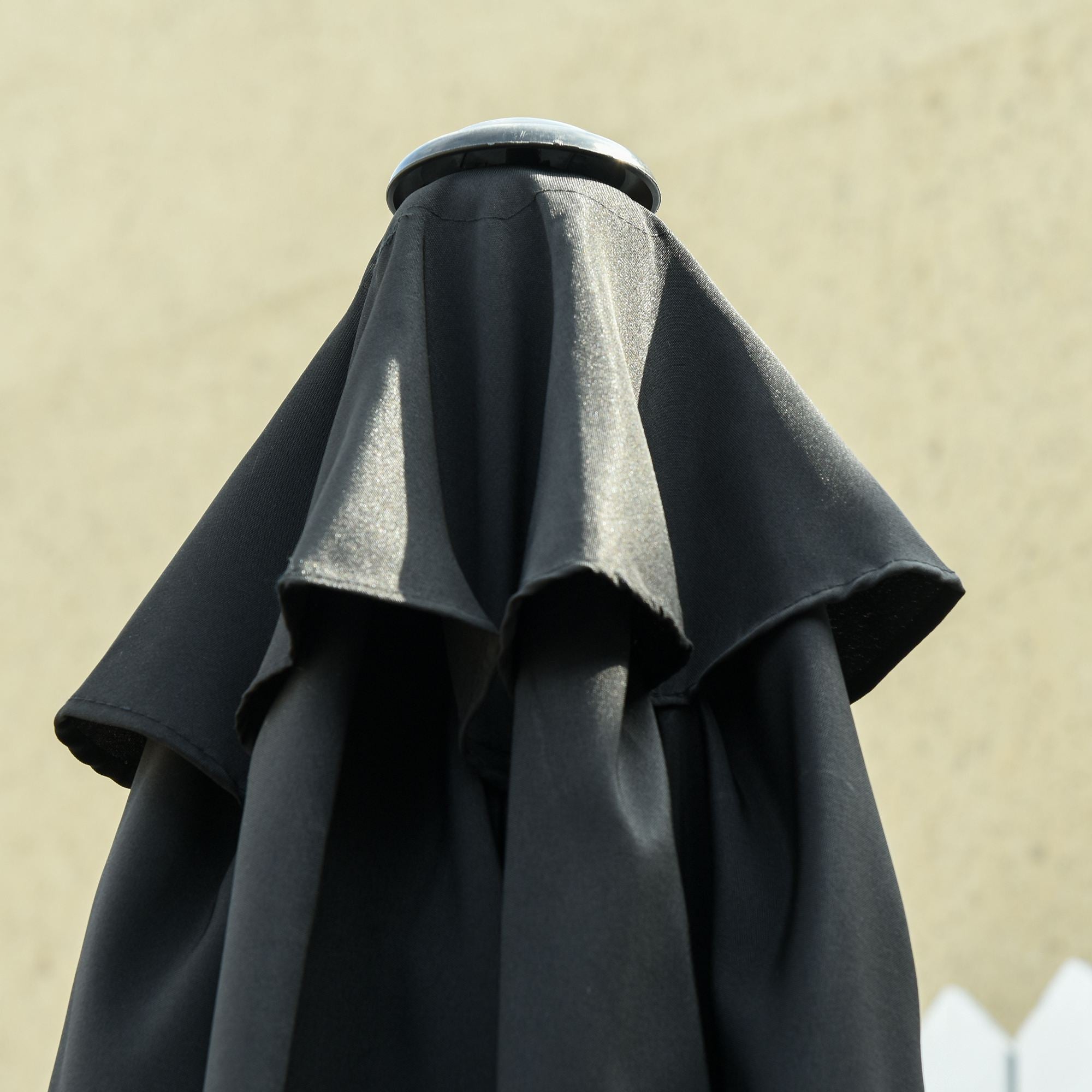 Straight tilting garden balcony terrace parasol with crank polyester waterproof high density 180 g/m² fabric Ø2.6 x 2.35H m black aluminum