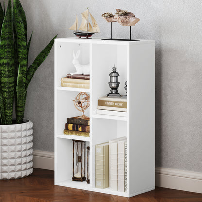 Bookcase, Shelving Unit with Levels, Storage Shelf, Kitchen Shelf for Living Room, Bedroom, White