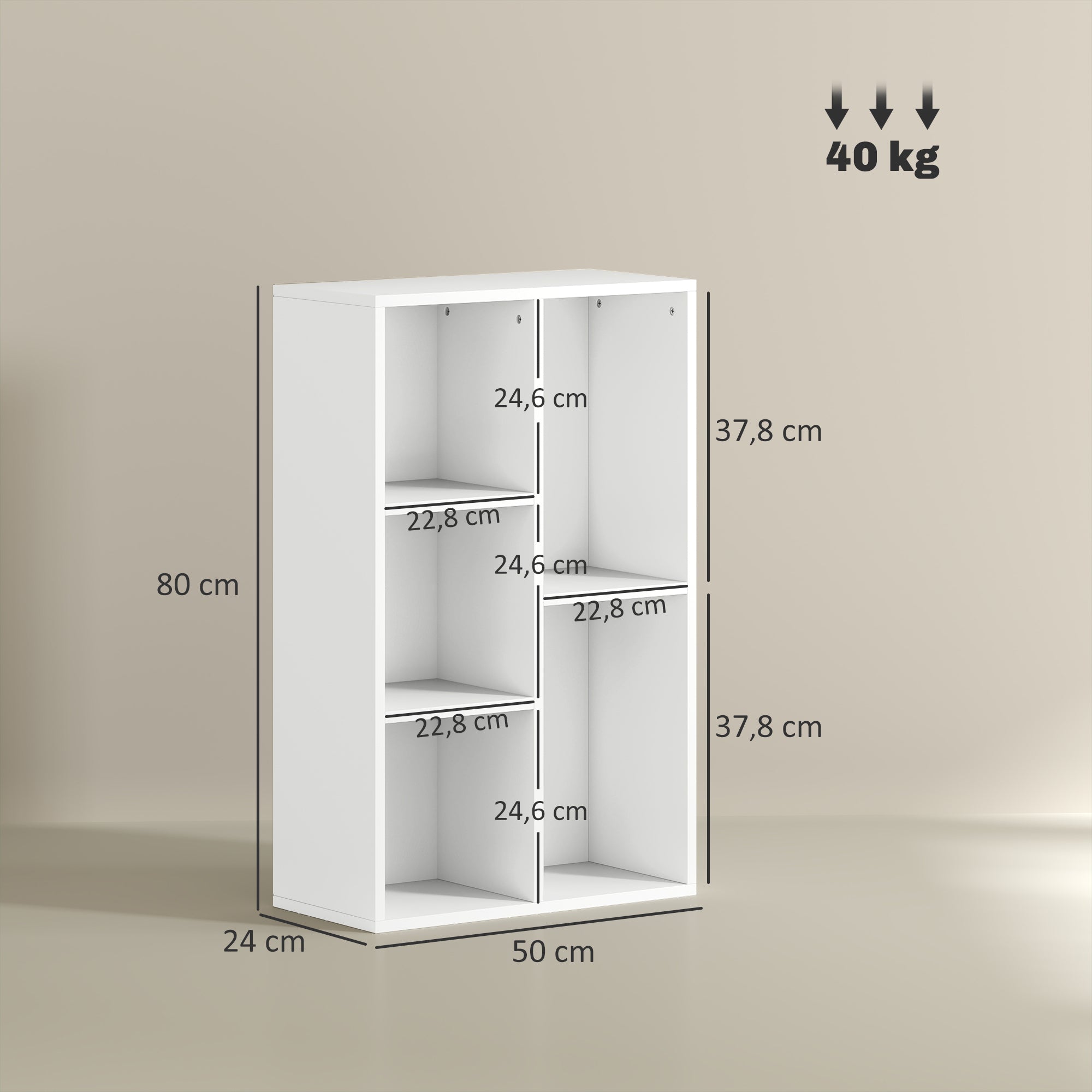 Bookcase, Shelving Unit with Levels, Storage Shelf, Kitchen Shelf for Living Room, Bedroom, White