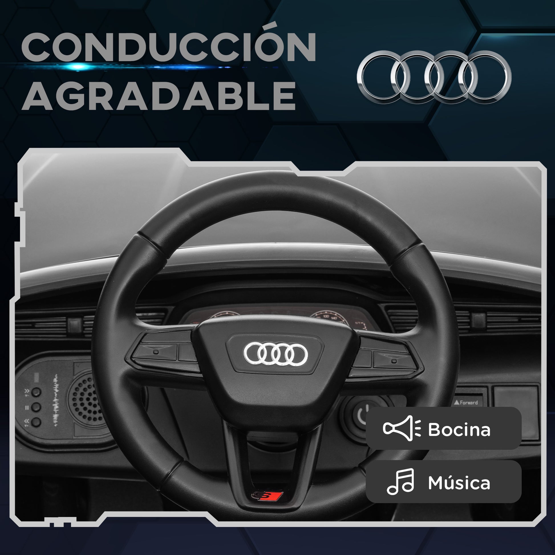 Audi Q8 etron sportback Electric Car for Kids 3+ Years Electric Child's Car with 12V Battery Remote Control Spring Suspension Wheels Bright Headlights Horn and Music Gray