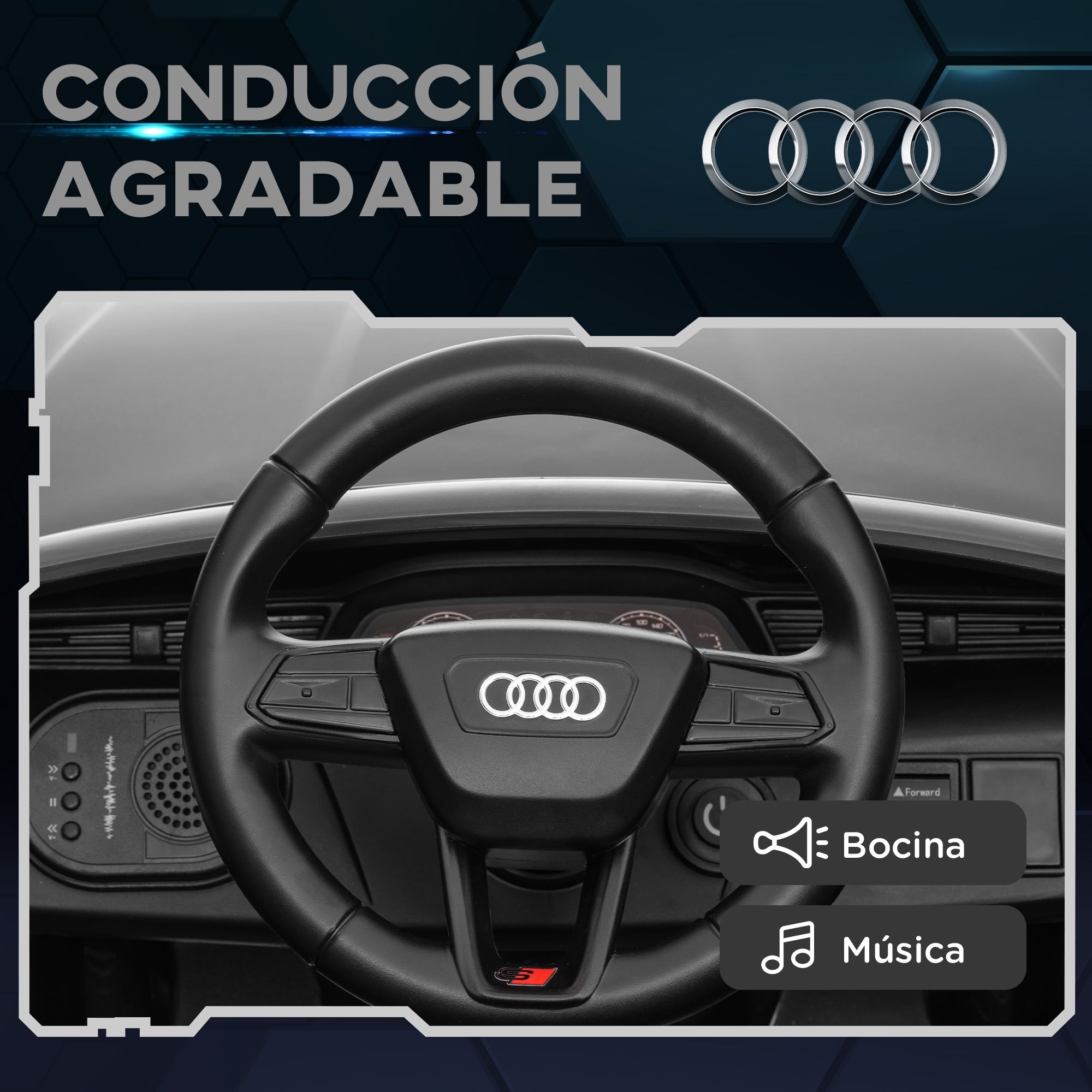 Audi Q8 etron sportback Electric Car for Kids 3+ Years Electric Child's Car with 12V Battery Remote Control Spring Suspension Wheels Bright Headlights Horn and Music Gray