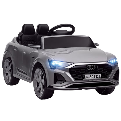 Audi Q8 etron sportback Electric Car for Kids 3+ Years Electric Child's Car with 12V Battery Remote Control Spring Suspension Wheels Bright Headlights Horn and Music Gray