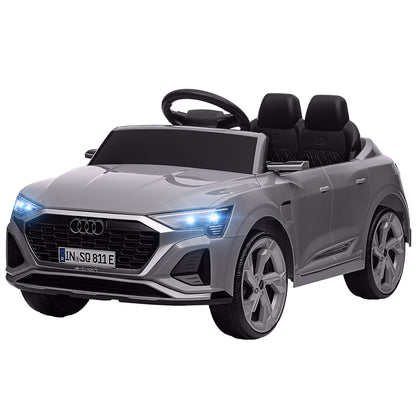 Audi Q8 etron sportback Electric Car for Kids 3+ Years Electric Child's Car with 12V Battery Remote Control Spring Suspension Wheels Bright Headlights Horn and Music Gray