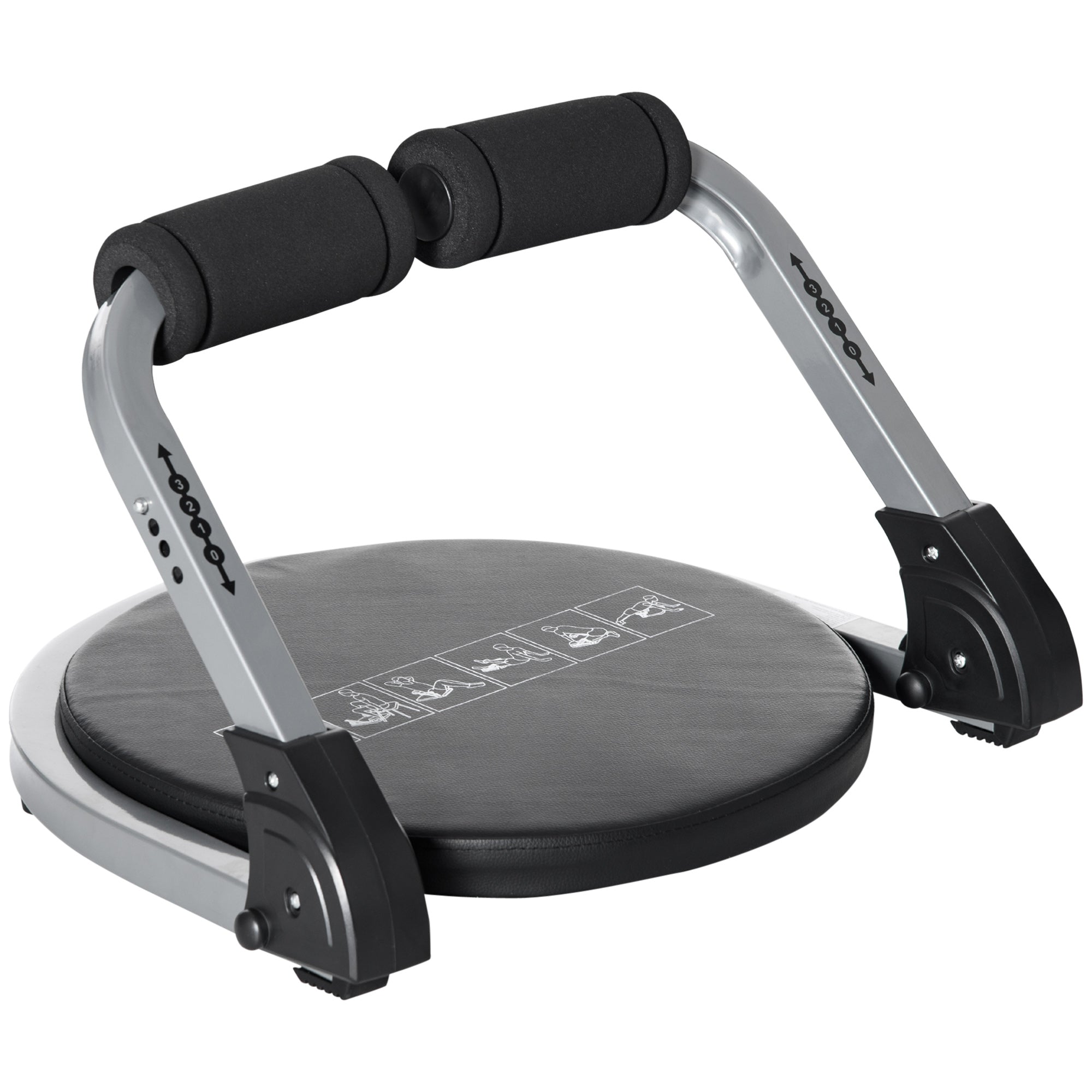 Ab Trainer, Foldable Multifunctional Trainer with Cushion, Adjustable Height Ab Exercise for Home, Max. 120 kg, Steel, Black, 55 x 42 x 11-32cm