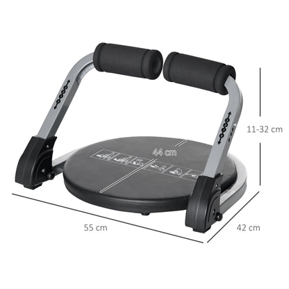 Ab Trainer, Foldable Multifunctional Trainer with Cushion, Adjustable Height Ab Exercise for Home, Max. 120 kg, Steel, Black, 55 x 42 x 11-32cm