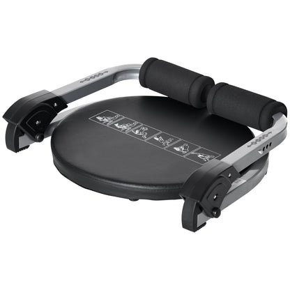 Ab Trainer, Foldable Multifunctional Trainer with Cushion, Adjustable Height Ab Exercise for Home, Max. 120 kg, Steel, Black, 55 x 42 x 11-32cm