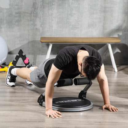 Ab Trainer, Foldable Multifunctional Trainer with Cushion, Adjustable Height Ab Exercise for Home, Max. 120 kg, Steel, Black, 55 x 42 x 11-32cm