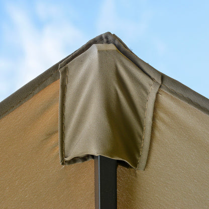 XXL Garden Parasol with Cross Base Large Size 4.6L x 2.7W x 2.4H m Crank Opening Closing Steel High Density Polyester Coffee