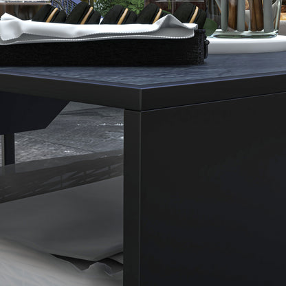 Fire Pit, Fire Bowl with Spark Screen, Fire Pit with Poker, Storage Shelf for Garden, Patio, Metal, Black