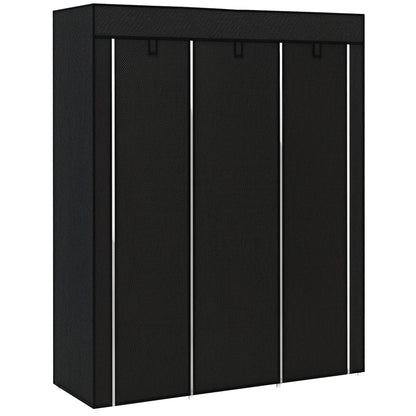 Fabric Wardrobe, Clothes Closet with Hanging Rod, 8 Shelves, Foldable Closet, Folding Wardrobe for Bedroom, Hallway, Non-Woven Fabric, Black, 125 x 43 x 162.5 cm