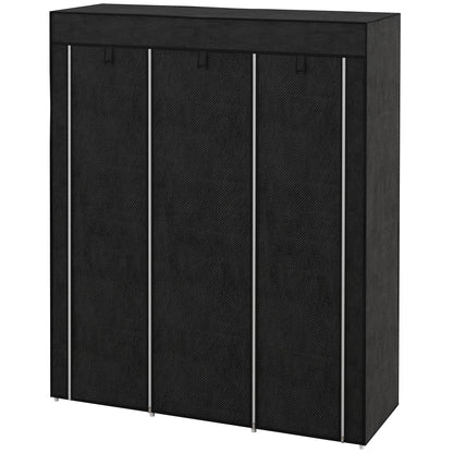 Fabric Wardrobe, Clothes Closet with Hanging Rod, 8 Shelves, Foldable Closet, Folding Wardrobe for Bedroom, Hallway, Non-Woven Fabric, Black, 125 x 43 x 162.5 cm