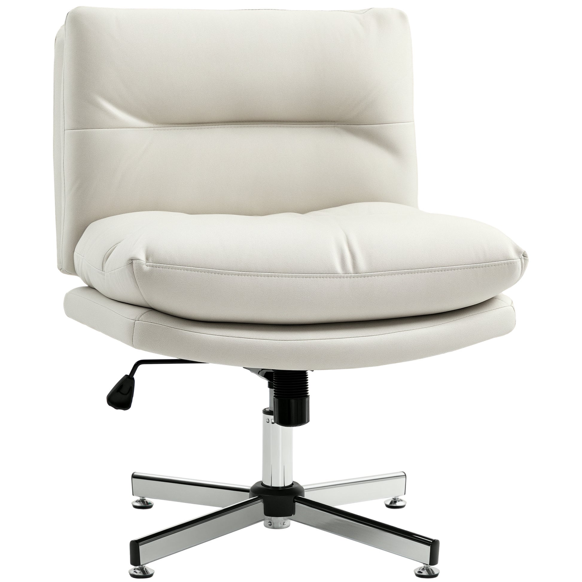 Armless Office Chair Office Chair with Adjustable Height Tilt Function Cross Base and Wide Seat Chair for Study Bedroom Light Gray