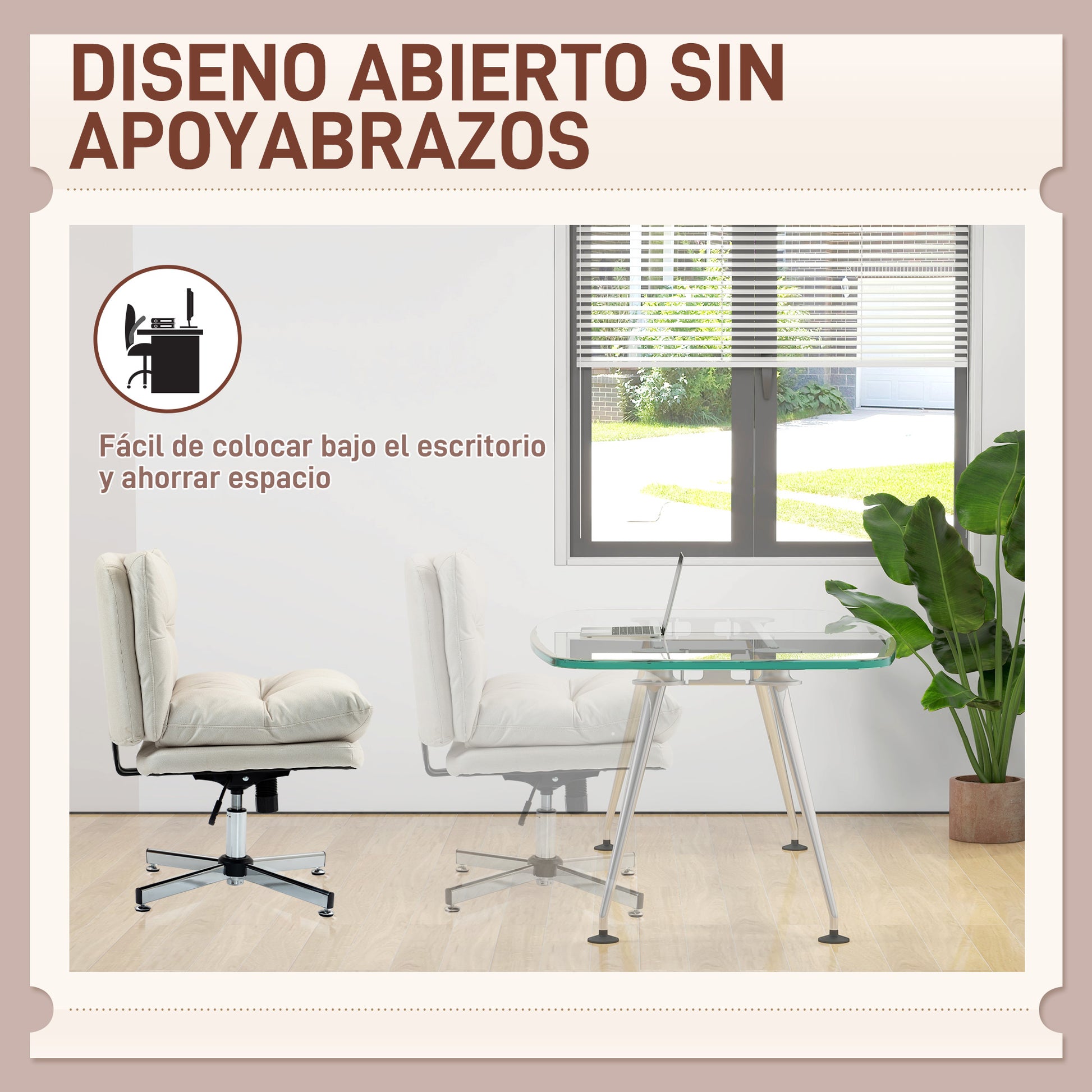 Armless Office Chair Office Chair with Adjustable Height Tilt Function Cross Base and Wide Seat Chair for Study Bedroom Light Gray