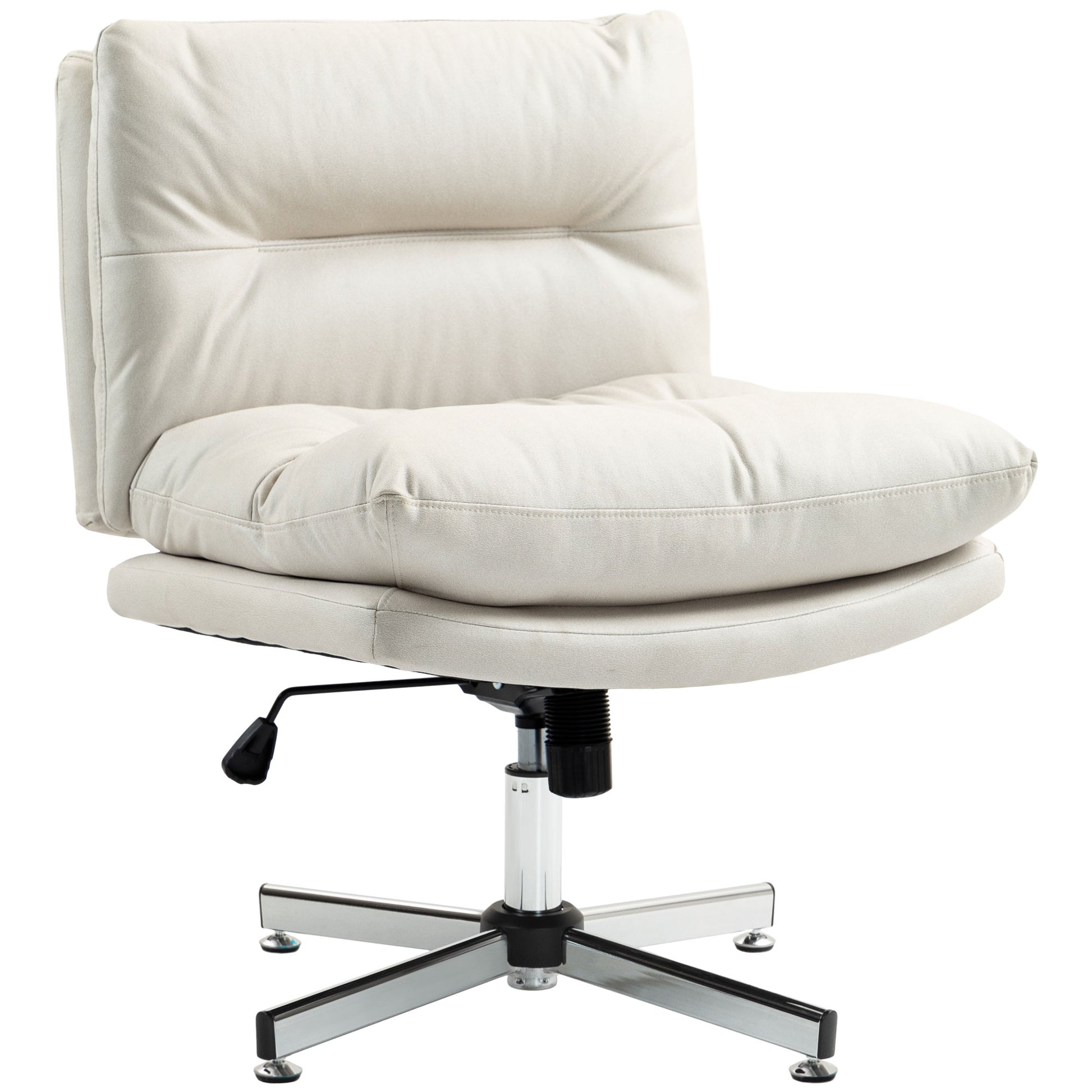 Armless Office Chair Office Chair with Adjustable Height Tilt Function Cross Base and Wide Seat Chair for Study Bedroom Light Gray