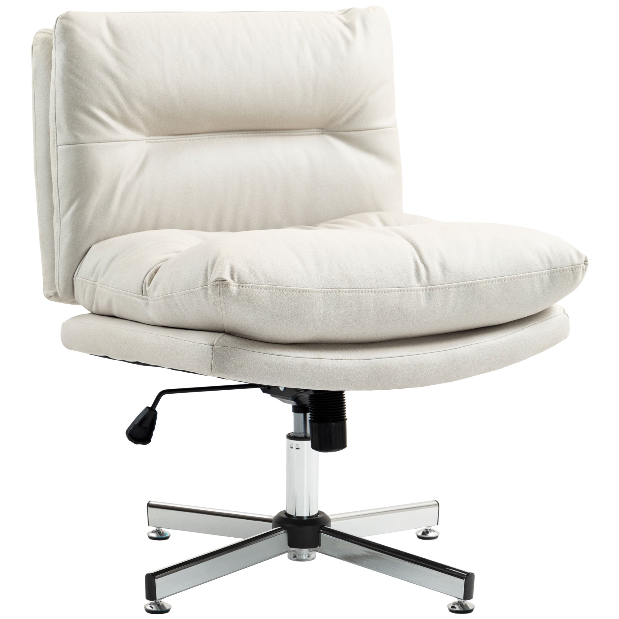 Armless Office Chair Office Chair with Adjustable Height Tilt Function Cross Base and Wide Seat Chair for Study Bedroom Light Gray