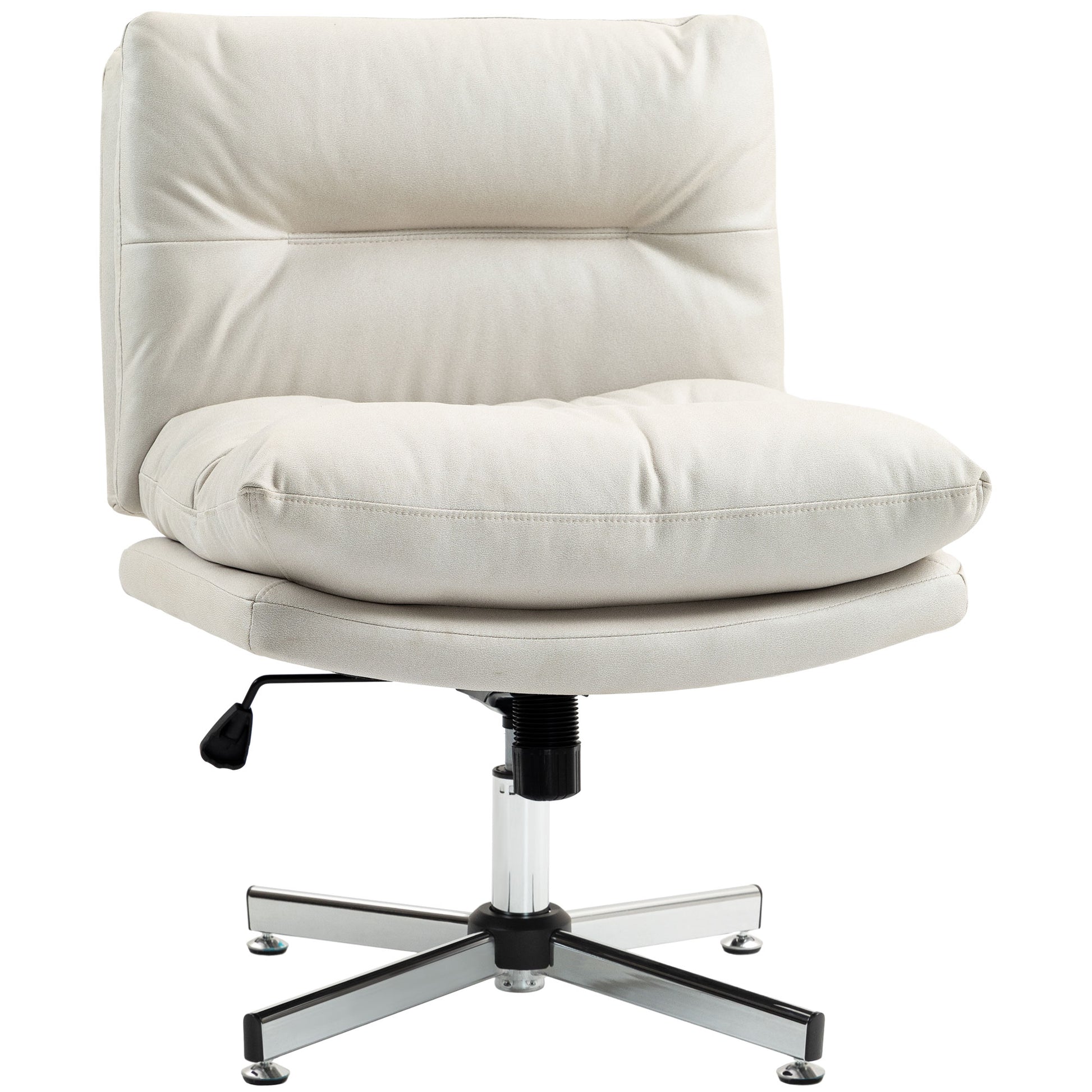 Armless Office Chair Office Chair with Adjustable Height Tilt Function Cross Base and Wide Seat Chair for Study Bedroom Light Gray