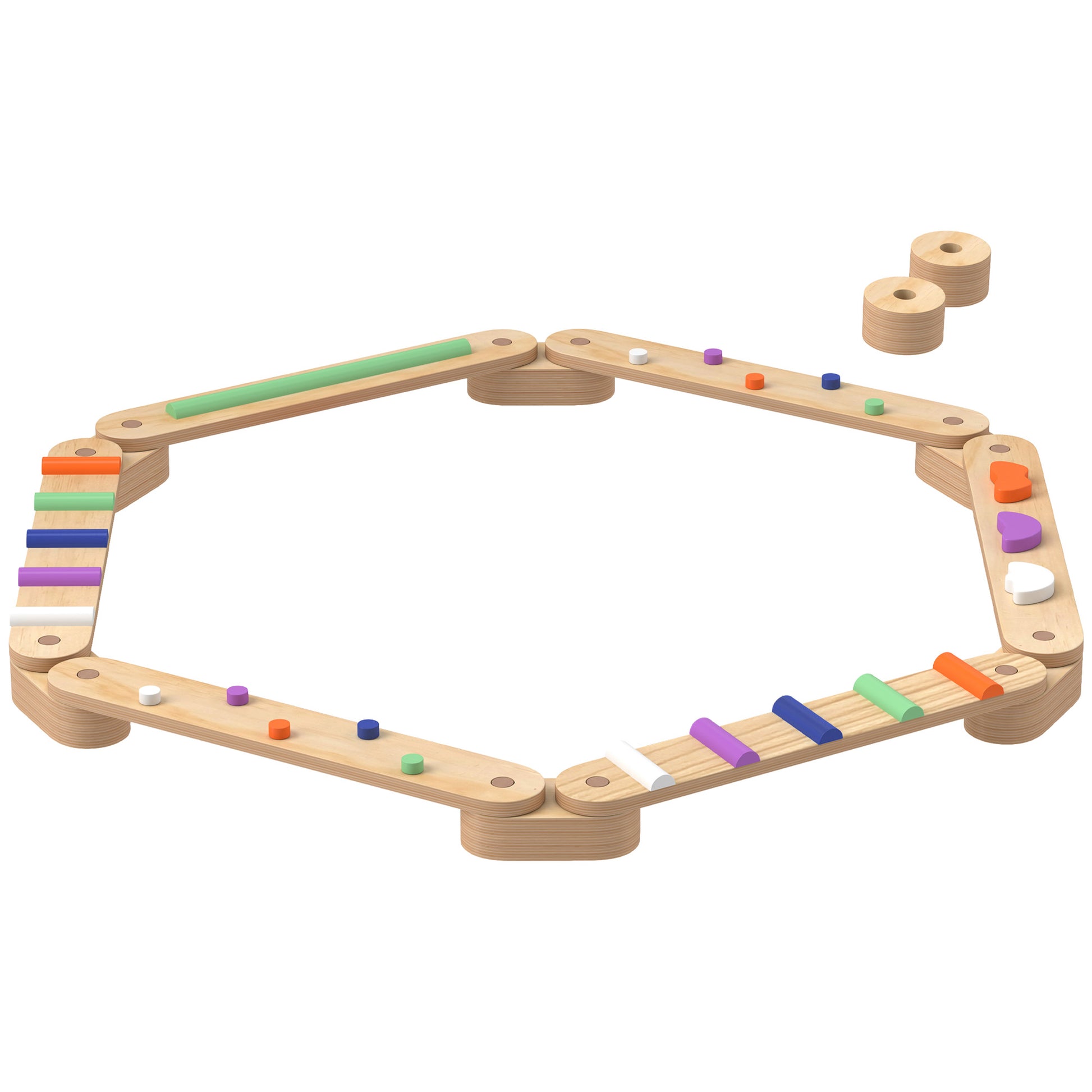 Kids Balance Beam, Wooden Toddler Balance Beam with 6 Balancing Stones, Colorful Obstacle Stones Montessori Toy for Indoor Outdoor Balance Board for Coordination from 3-8 Years