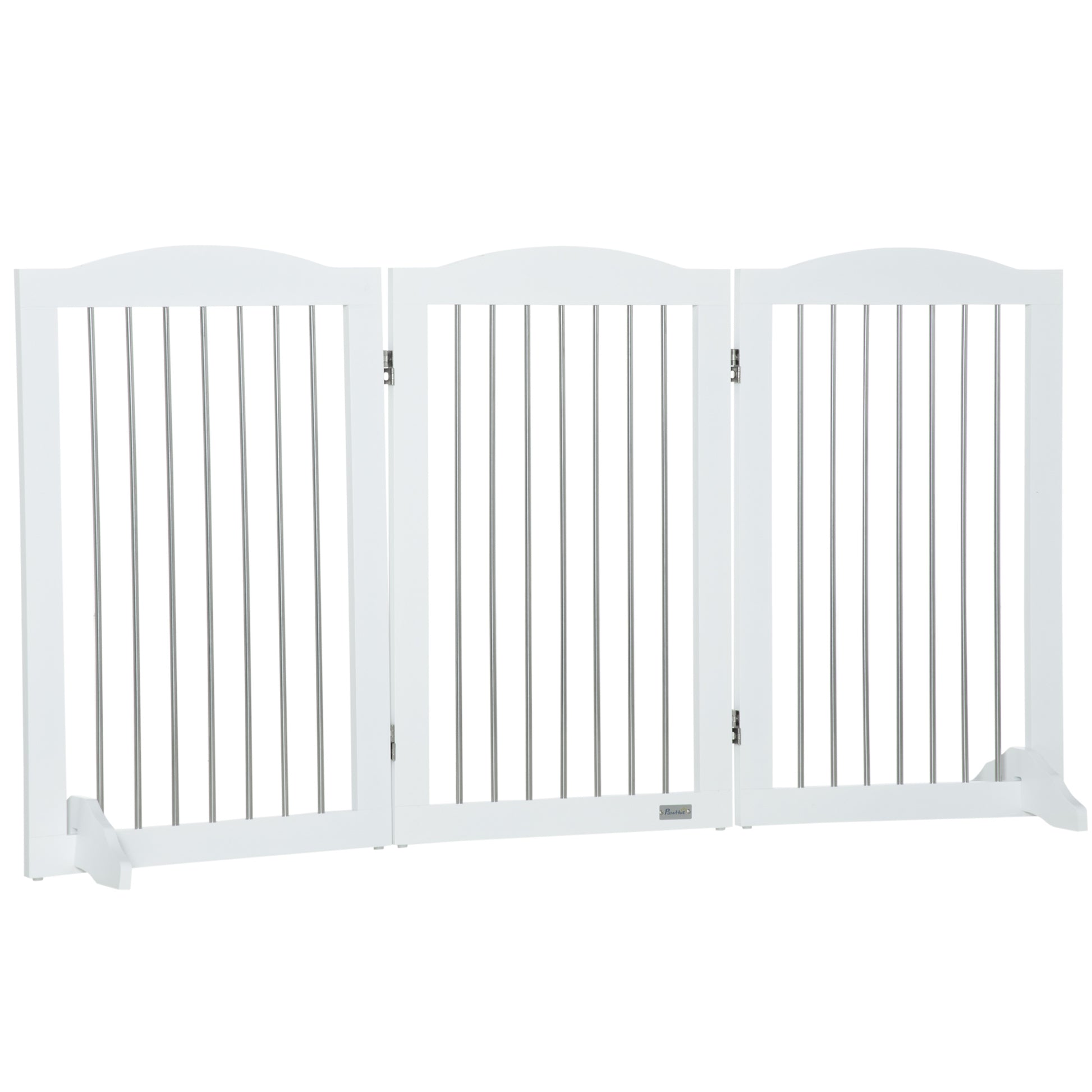 Dog Barrier, Door Guard, Foldable Dog Gate with Stand, 3 Panels, Stair Gate for Stairs, Hallway, White, 154 x 30 x 80 cm
