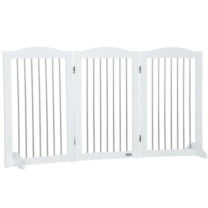 Dog Barrier, Door Guard, Foldable Dog Gate with Stand, 3 Panels, Stair Gate for Stairs, Hallway, White, 154 x 30 x 80 cm
