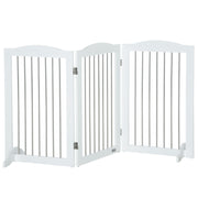 Dog Barrier, Door Guard, Foldable Dog Gate with Stand, 3 Panels, Stair Gate for Stairs, Hallway, White, 154 x 30 x 80 cm
