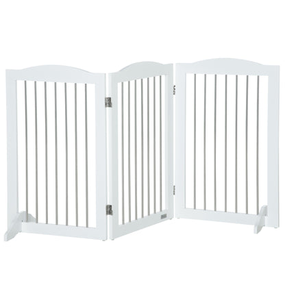 Dog Barrier, Door Guard, Foldable Dog Gate with Stand, 3 Panels, Stair Gate for Stairs, Hallway, White, 154 x 30 x 80 cm