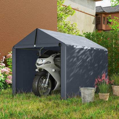 7.2 x 5.2 ft Waterproof Storage Tent with Roll-Up Zipper Door, Gable Roof Steel Frame, UV-Resistant — Dark Gray