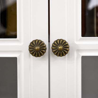 Kitchen Cabinet Tall Cupboard with Worktop, 4 Doors and 2 Drawers Buffet Cabinet Microwave Cabinet with Adjustable Shelves, Soft-Close Function, White, 76 x 38 x 182 cm