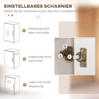 Kitchen Cabinet Tall Cupboard with Worktop, 4 Doors and 2 Drawers Buffet Cabinet Microwave Cabinet with Adjustable Shelves, Soft-Close Function, White, 76 x 38 x 182 cm