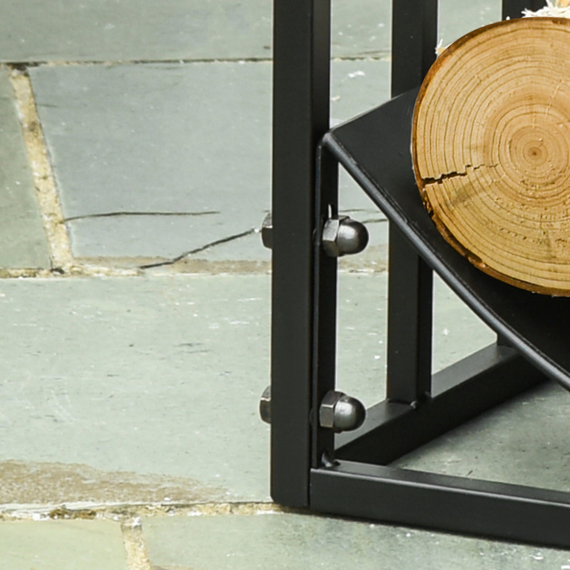Fireplace Log Rack Firewood Stand 60 kg Capacity Log Holder Firewood Storage Rack Fireplace Tool Metal Black 60.5 x 36 x 46.5 cm