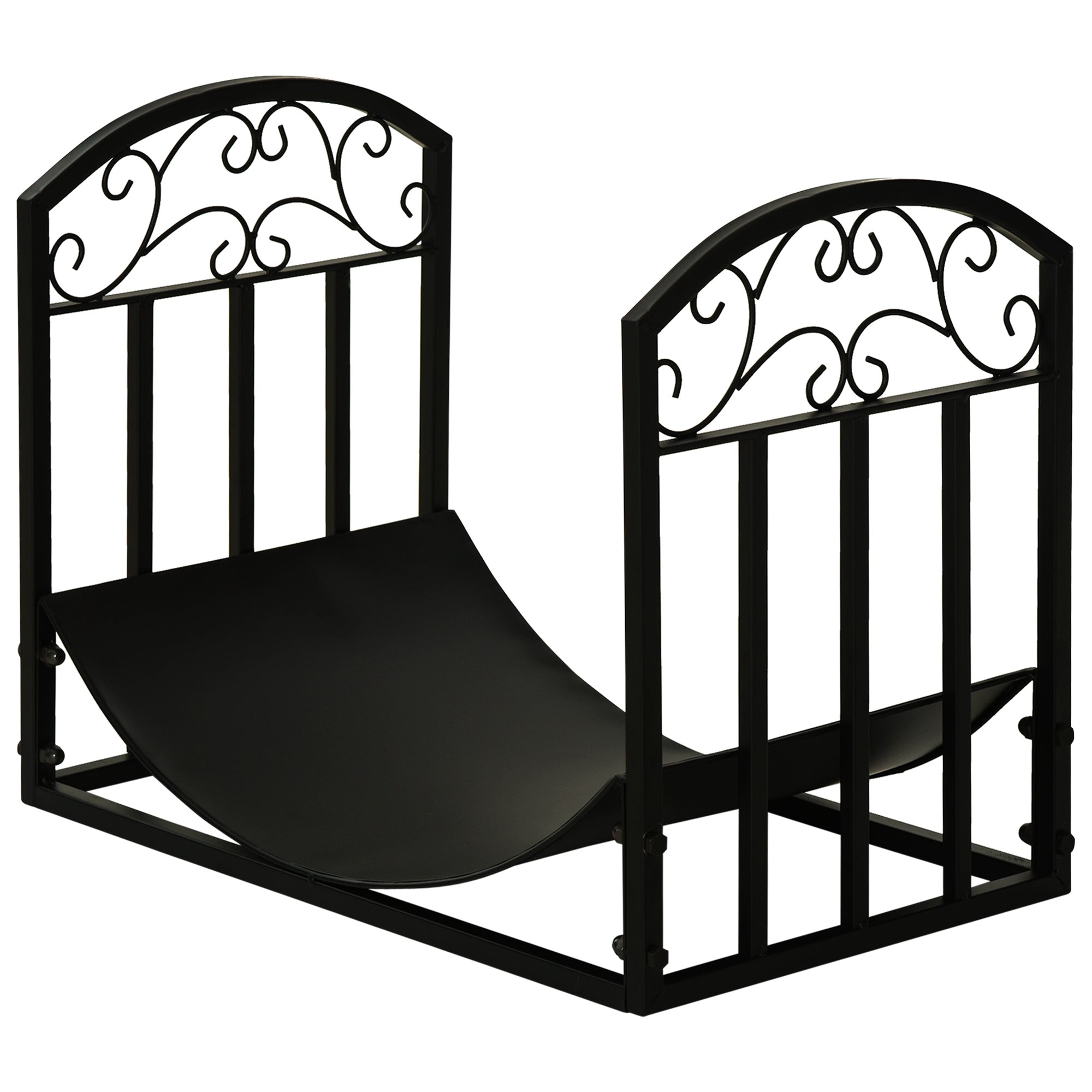 Fireplace Log Rack Firewood Stand 60 kg Capacity Log Holder Firewood Storage Rack Fireplace Tool Metal Black 60.5 x 36 x 46.5 cm