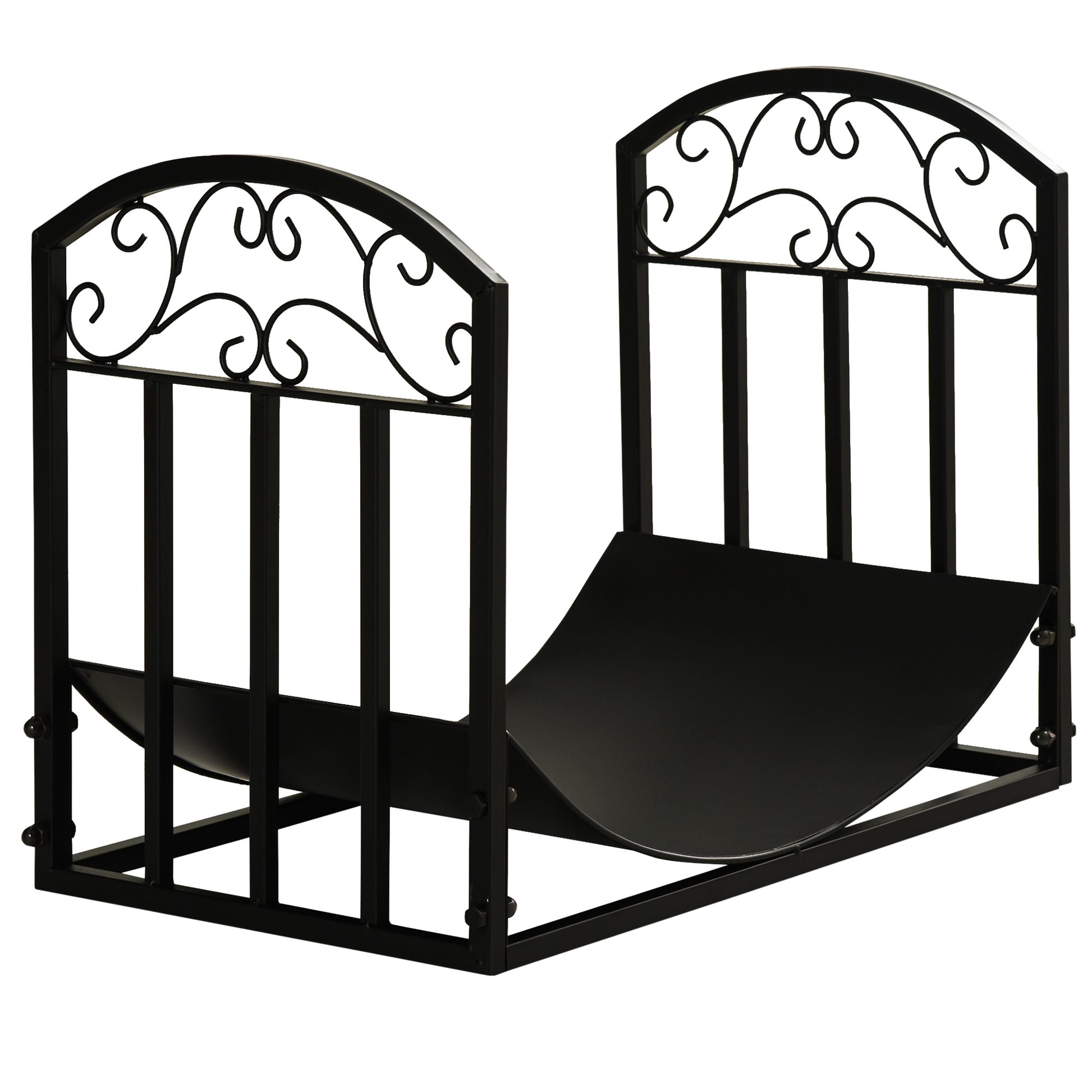 Fireplace Log Rack Firewood Stand 60 kg Capacity Log Holder Firewood Storage Rack Fireplace Tool Metal Black 60.5 x 36 x 46.5 cm