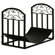 Fireplace Log Rack Firewood Stand 60 kg Capacity Log Holder Firewood Storage Rack Fireplace Tool Metal Black 60.5 x 36 x 46.5 cm