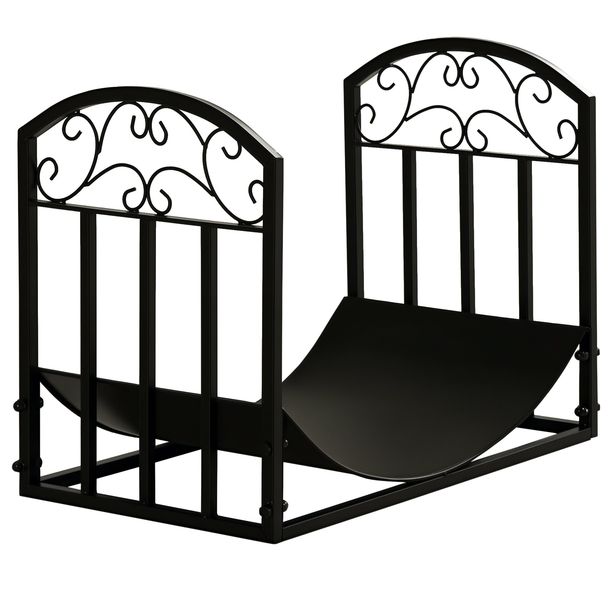 Fireplace Log Rack Firewood Stand 60 kg Capacity Log Holder Firewood Storage Rack Fireplace Tool Metal Black 60.5 x 36 x 46.5 cm
