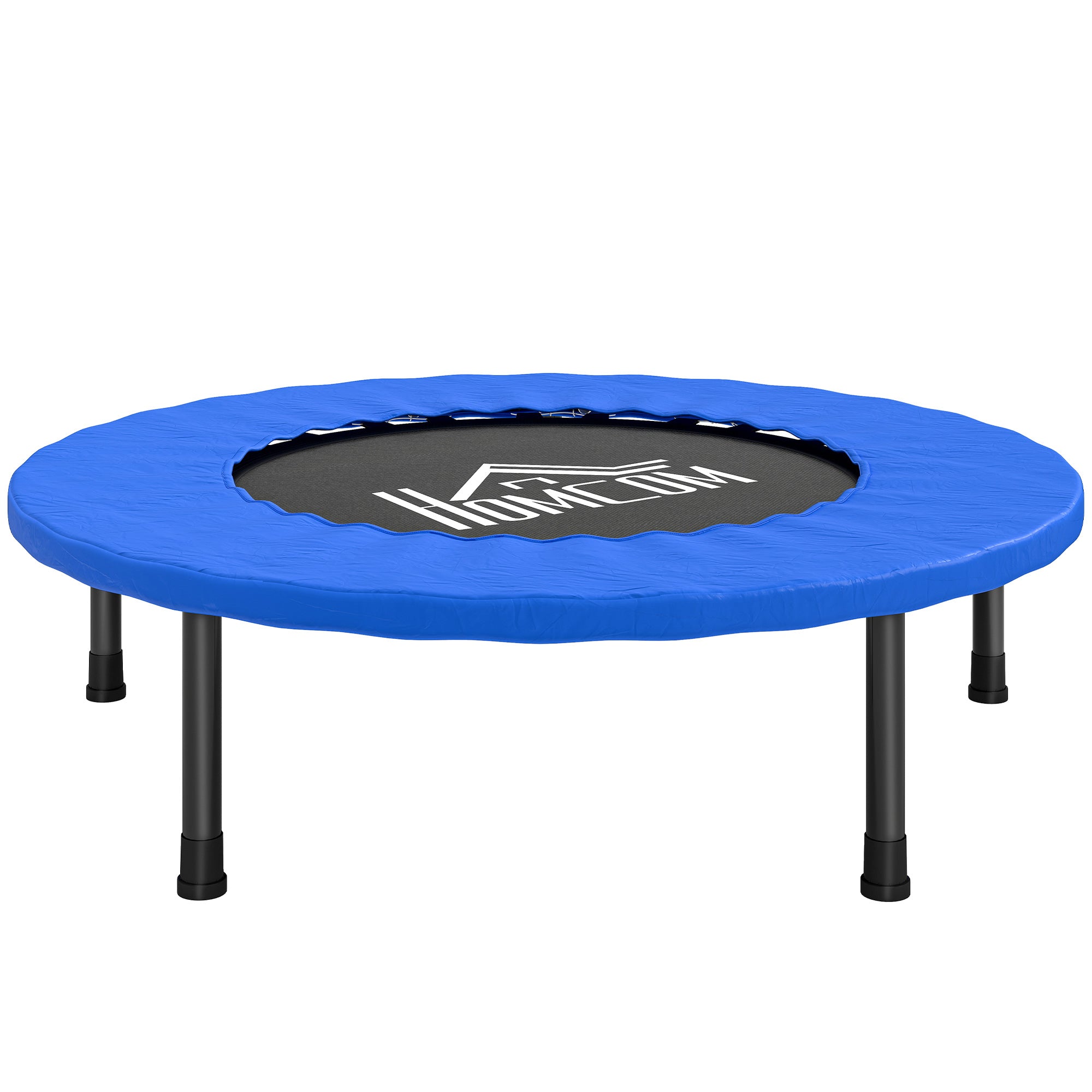 Fitness Trampoline Ø81 cm Steel Trampoline with Safety Pad and 28 Springs for Indoor and Outdoor Exercises Load 100 kg 81x81x22.5 cm Black and Blue