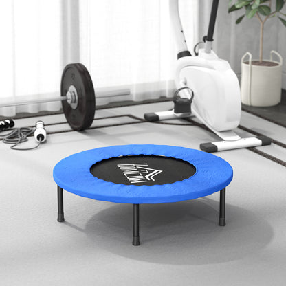 Fitness Trampoline Ø81 cm Steel Trampoline with Safety Pad and 28 Springs for Indoor and Outdoor Exercises Load 100 kg 81x81x22.5 cm Black and Blue