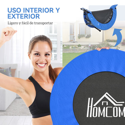 Fitness Trampoline Ø81 cm Steel Trampoline with Safety Pad and 28 Springs for Indoor and Outdoor Exercises Load 100 kg 81x81x22.5 cm Black and Blue