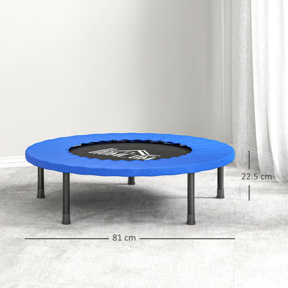 Fitness Trampoline Ø81 cm Steel Trampoline with Safety Pad and 28 Springs for Indoor and Outdoor Exercises Load 100 kg 81x81x22.5 cm Black and Blue