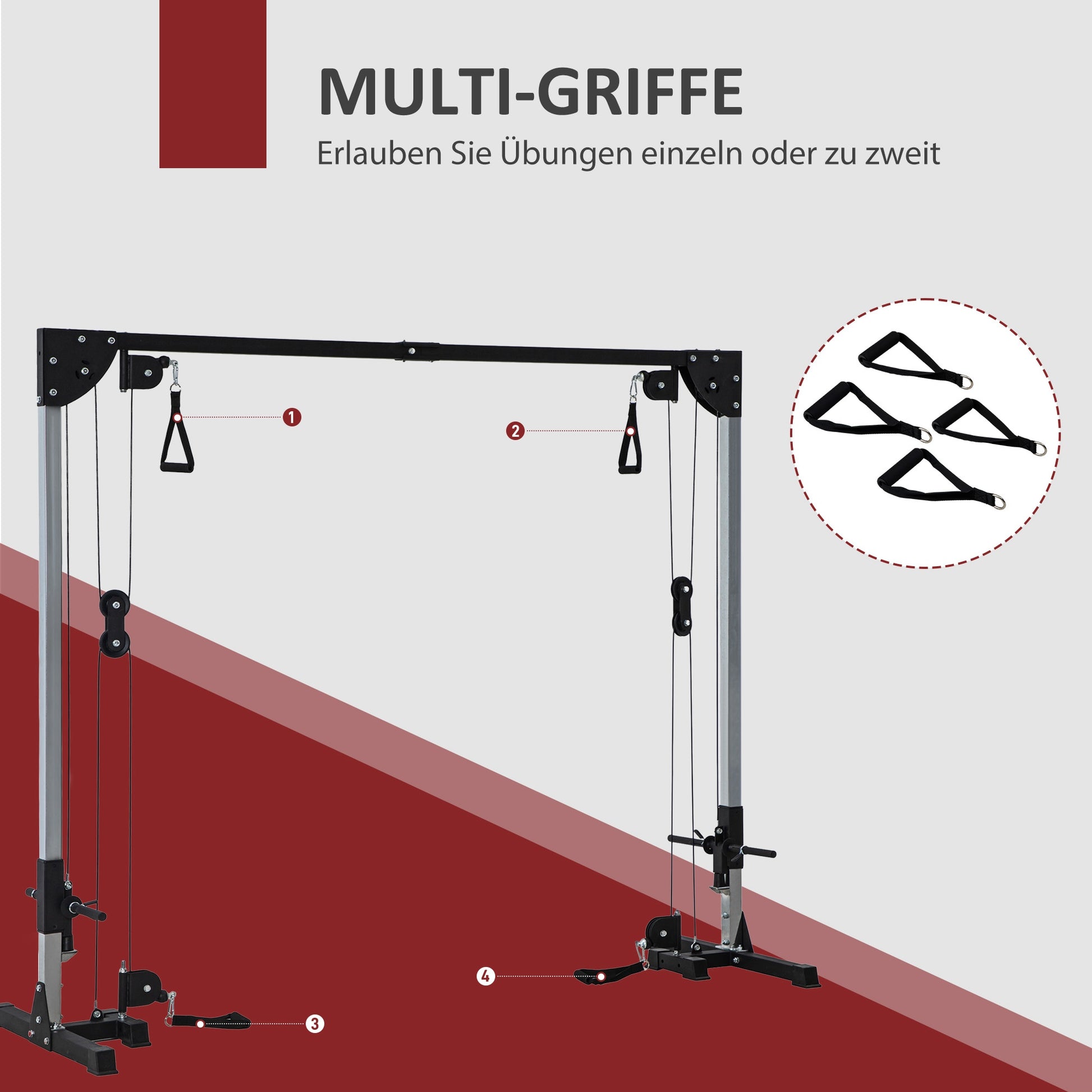 SPORTNOW Cable Pull Strength Training Station for Home Cable Crossover Machine, Plug Weights up to 50kg per side, Cable Pull Station with Handles, Free-Standing Cable Pull Tower for Exercises Home Gym 245 x 207 cm
