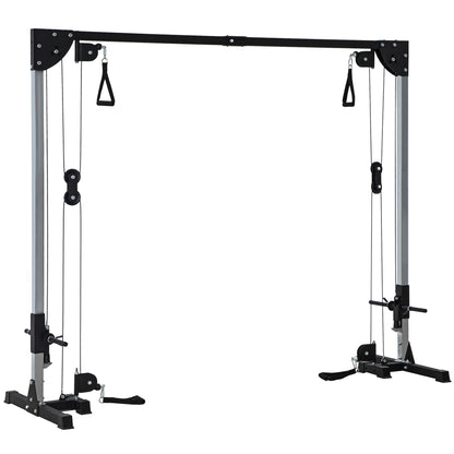 SPORTNOW Cable Pull Strength Training Station for Home Cable Crossover Machine, Plug Weights up to 50kg per side, Cable Pull Station with Handles, Free-Standing Cable Pull Tower for Exercises Home Gym 245 x 207 cm