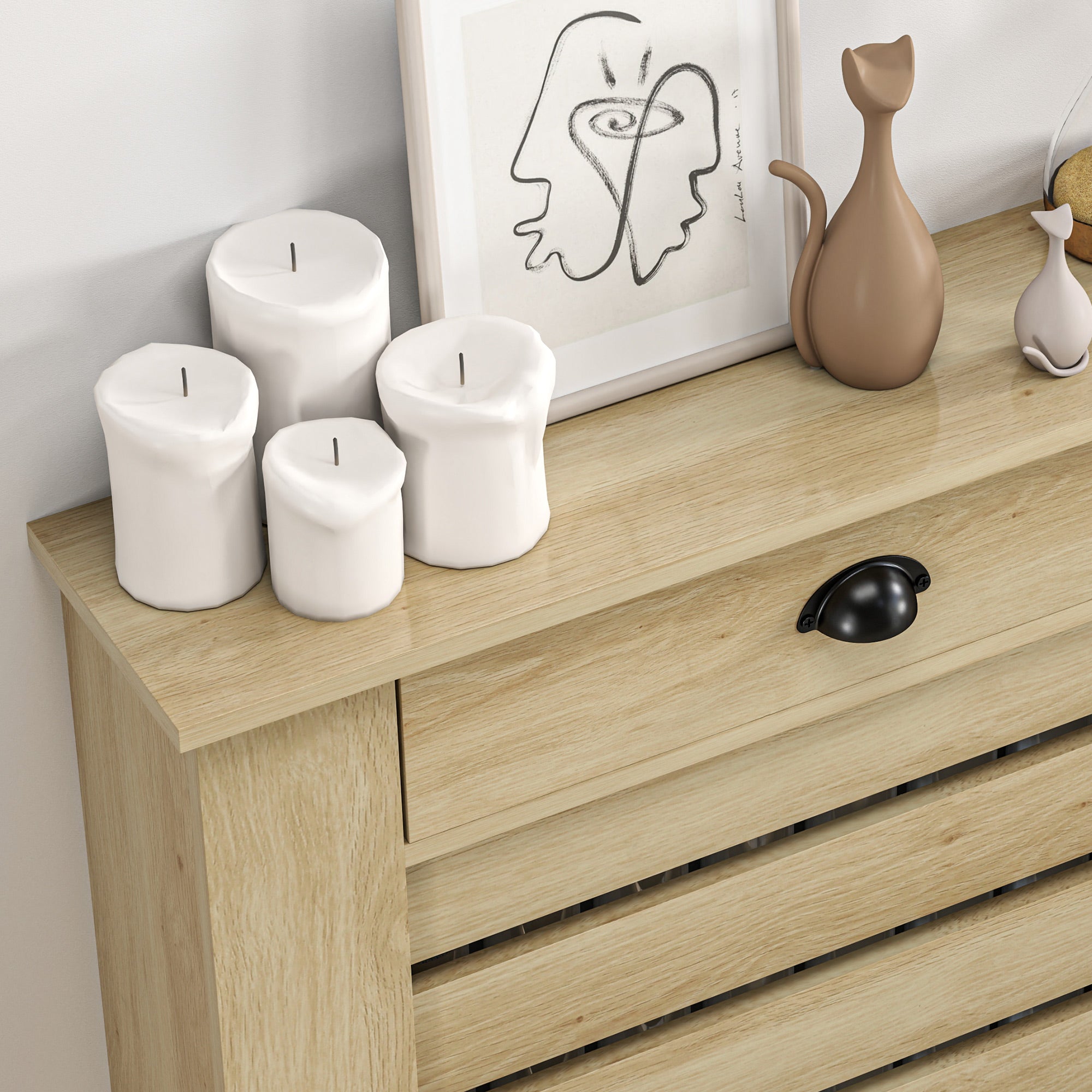 Radiator Cover with Drawer MDF Radiator Cover for Living Room Bedroom Hallway 78x19x95.5 cm Oak