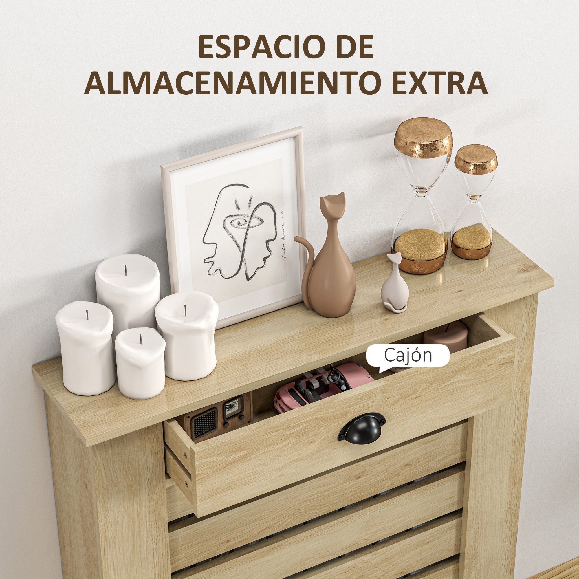 Radiator Cover with Drawer MDF Radiator Cover for Living Room Bedroom Hallway 78x19x95.5 cm Oak