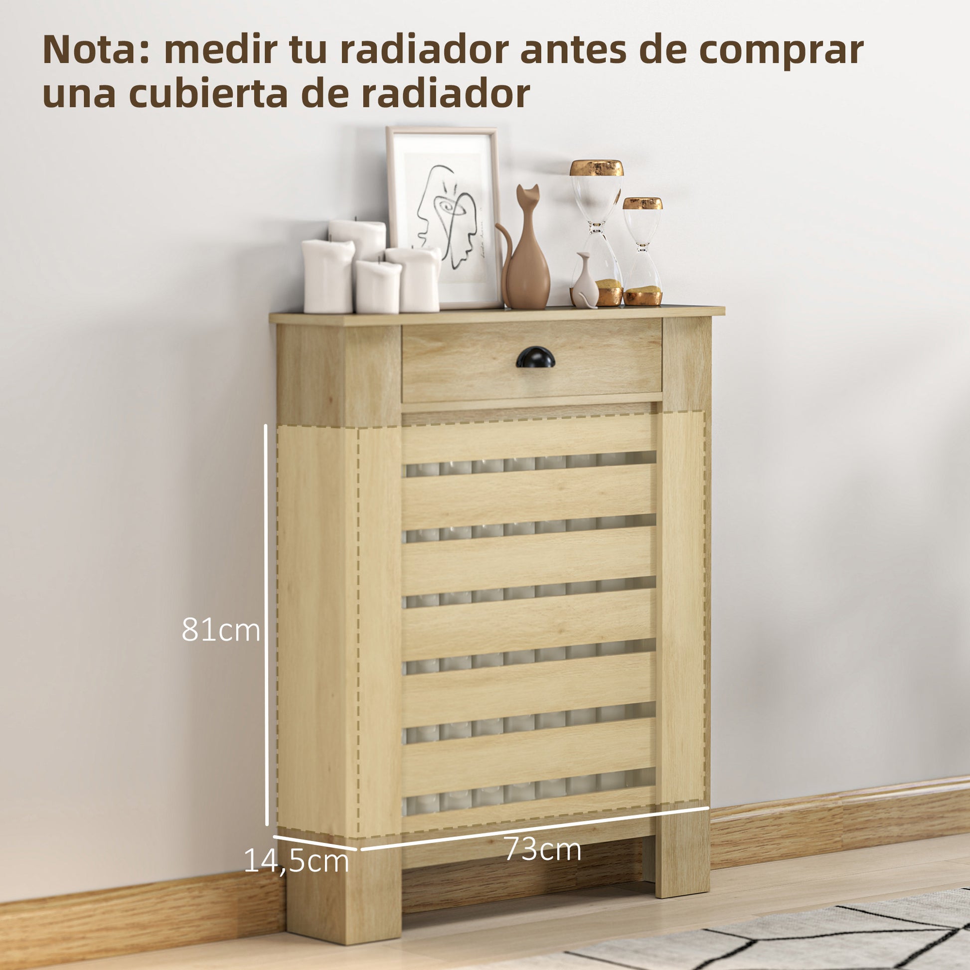 Radiator Cover with Drawer MDF Radiator Cover for Living Room Bedroom Hallway 78x19x95.5 cm Oak