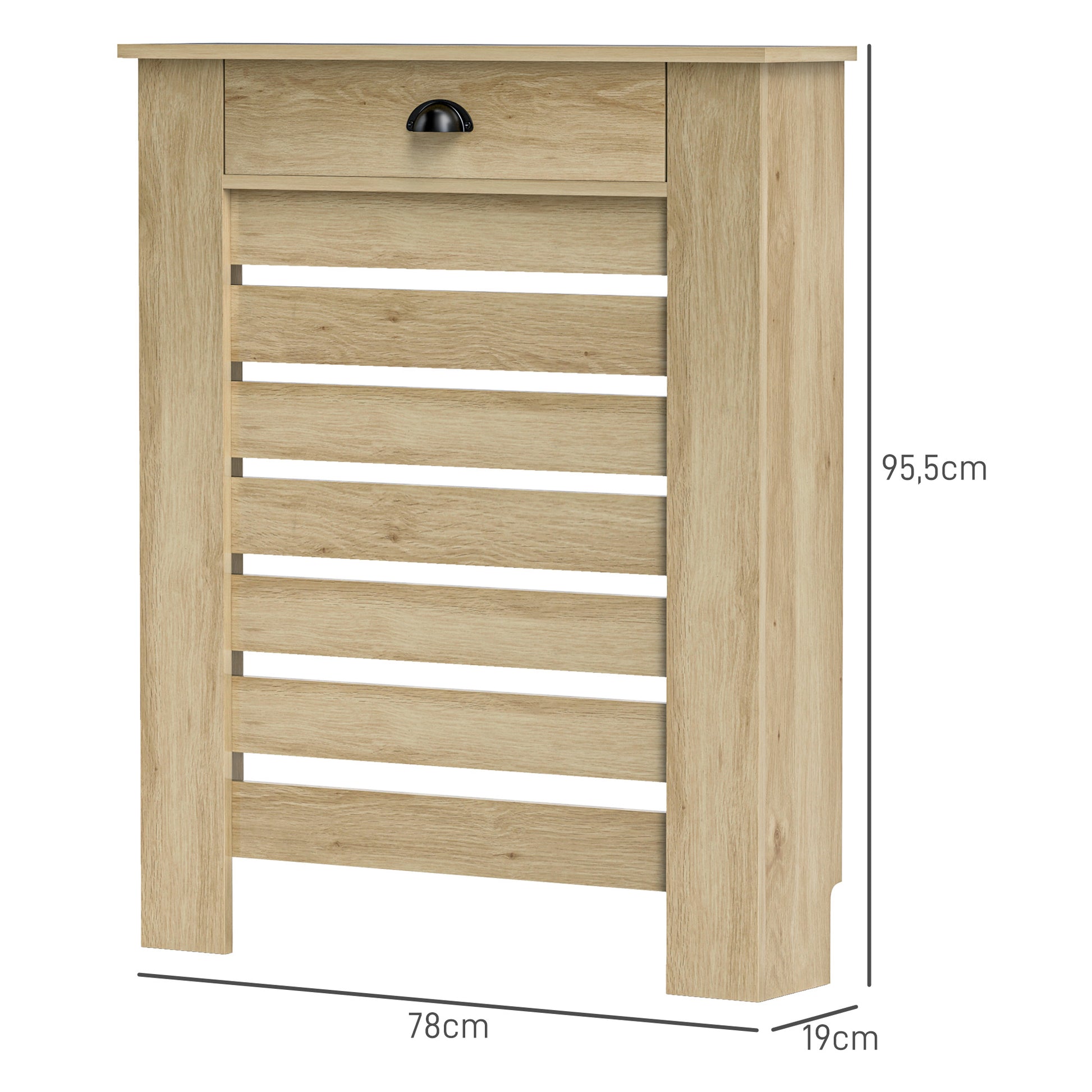 Radiator Cover with Drawer MDF Radiator Cover for Living Room Bedroom Hallway 78x19x95.5 cm Oak