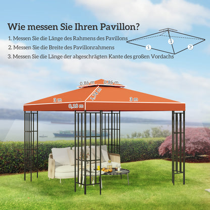 Replacement Roof for Pavilion 3x3m Water-Resistant Pavilion Roof for Metal Pavilion Pavilion Replacement Roof Garden Pavilion Party Tent Garden Tent Polyester Rust Red