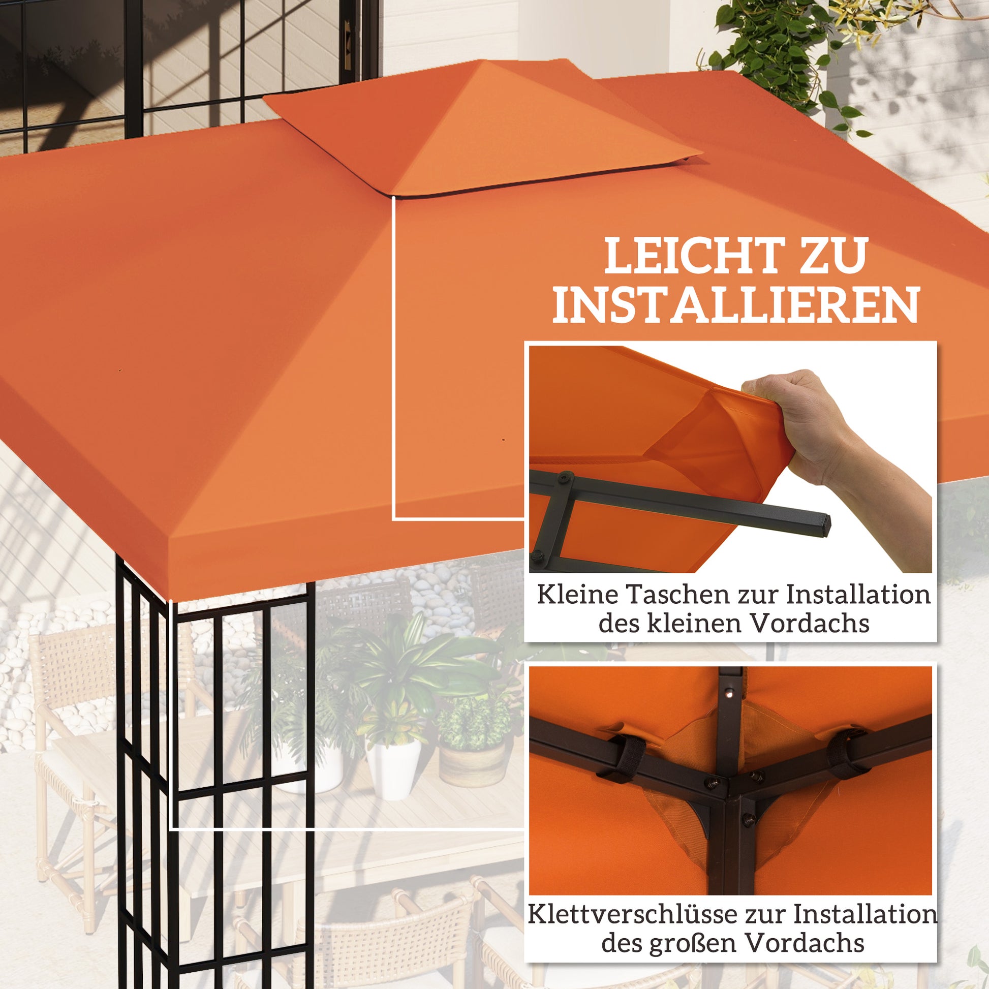 Replacement Roof for Pavilion 3x3m Water-Resistant Pavilion Roof for Metal Pavilion Pavilion Replacement Roof Garden Pavilion Party Tent Garden Tent Polyester Rust Red